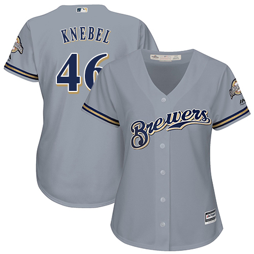 Brewers #46 Corey Knebel Grey Road Women's Stitched MLB Jersey